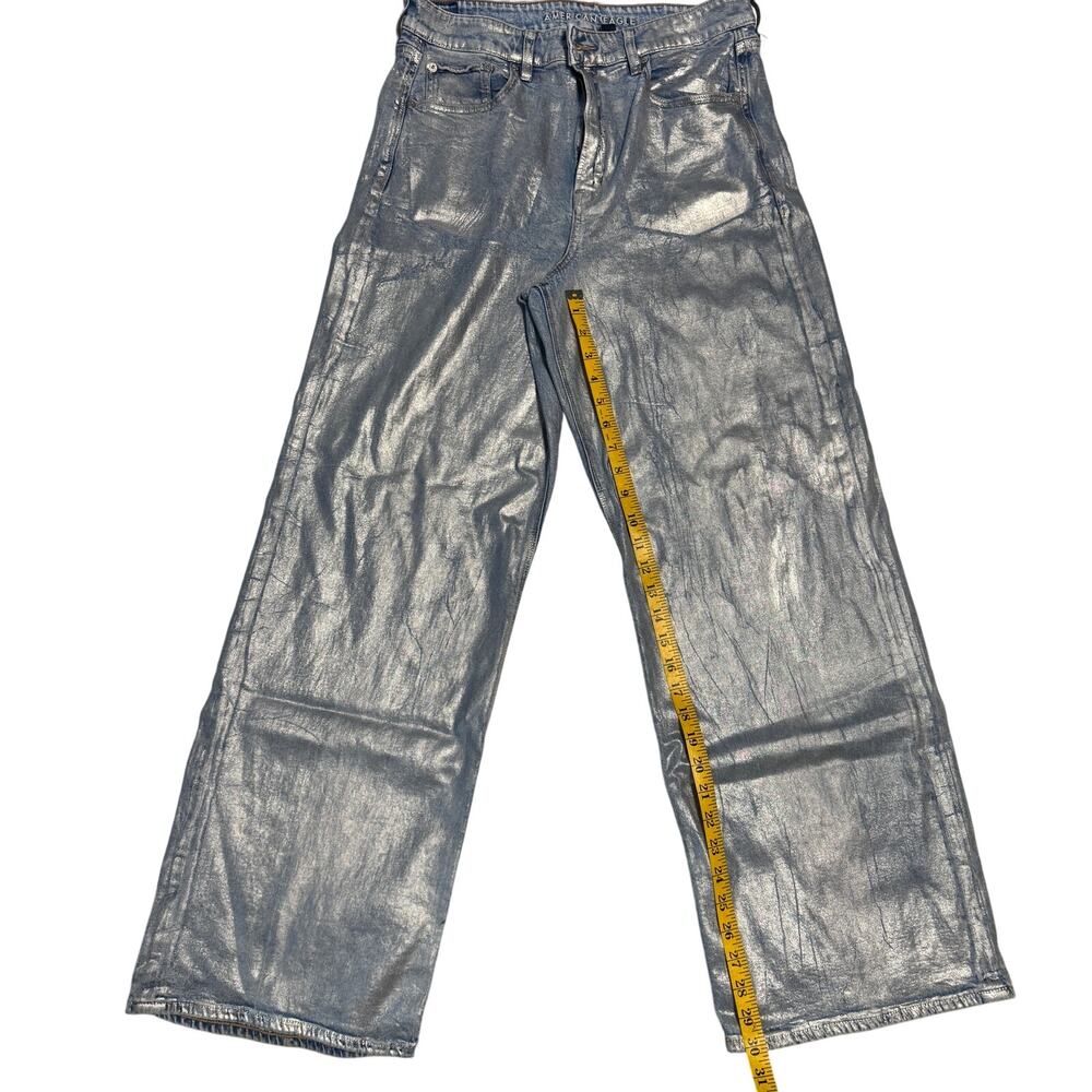 American Eagle Womens 10 Jeans Foil Metallic Maximalist Super High-Waisted - Picture 9 of 9